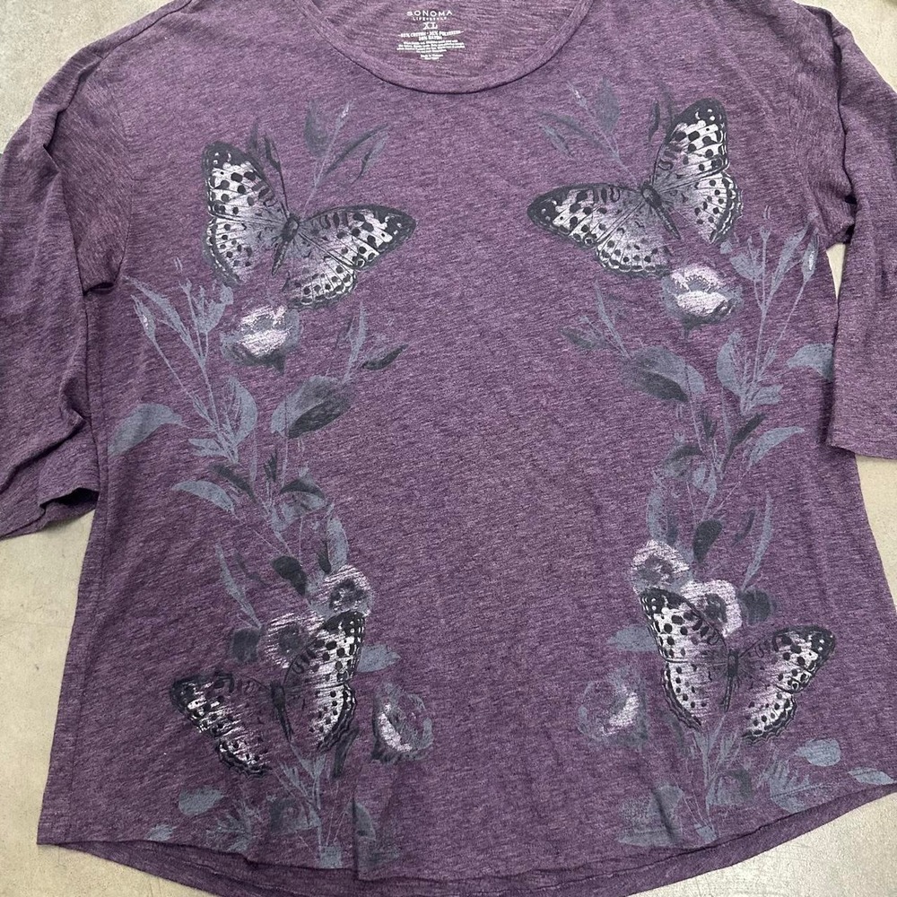 Sonoma Purple Butterfly Floral Top - Picture 5 of 8